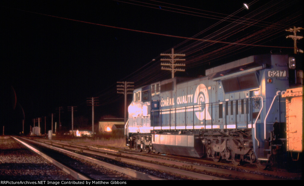 Conrail work train at night